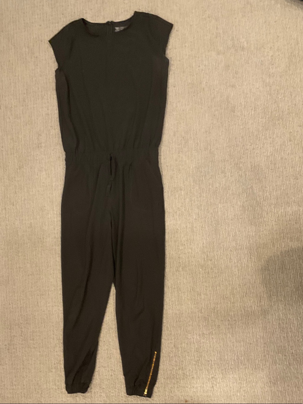 Albion Black Kids One-Piece Jumpsuit With Gold Zip Accent